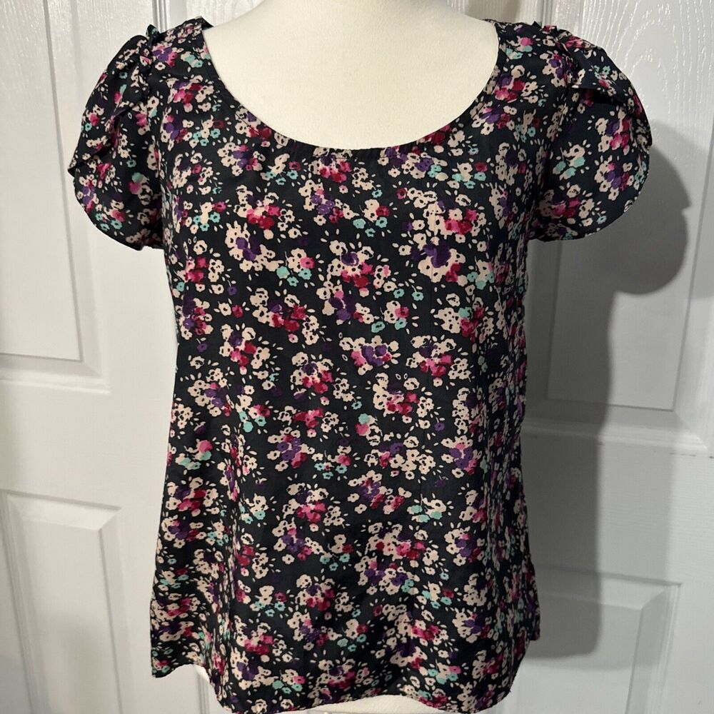 Jessica Simpson Dark Floral Cap Sleeve Top‎ - Size M, Navy